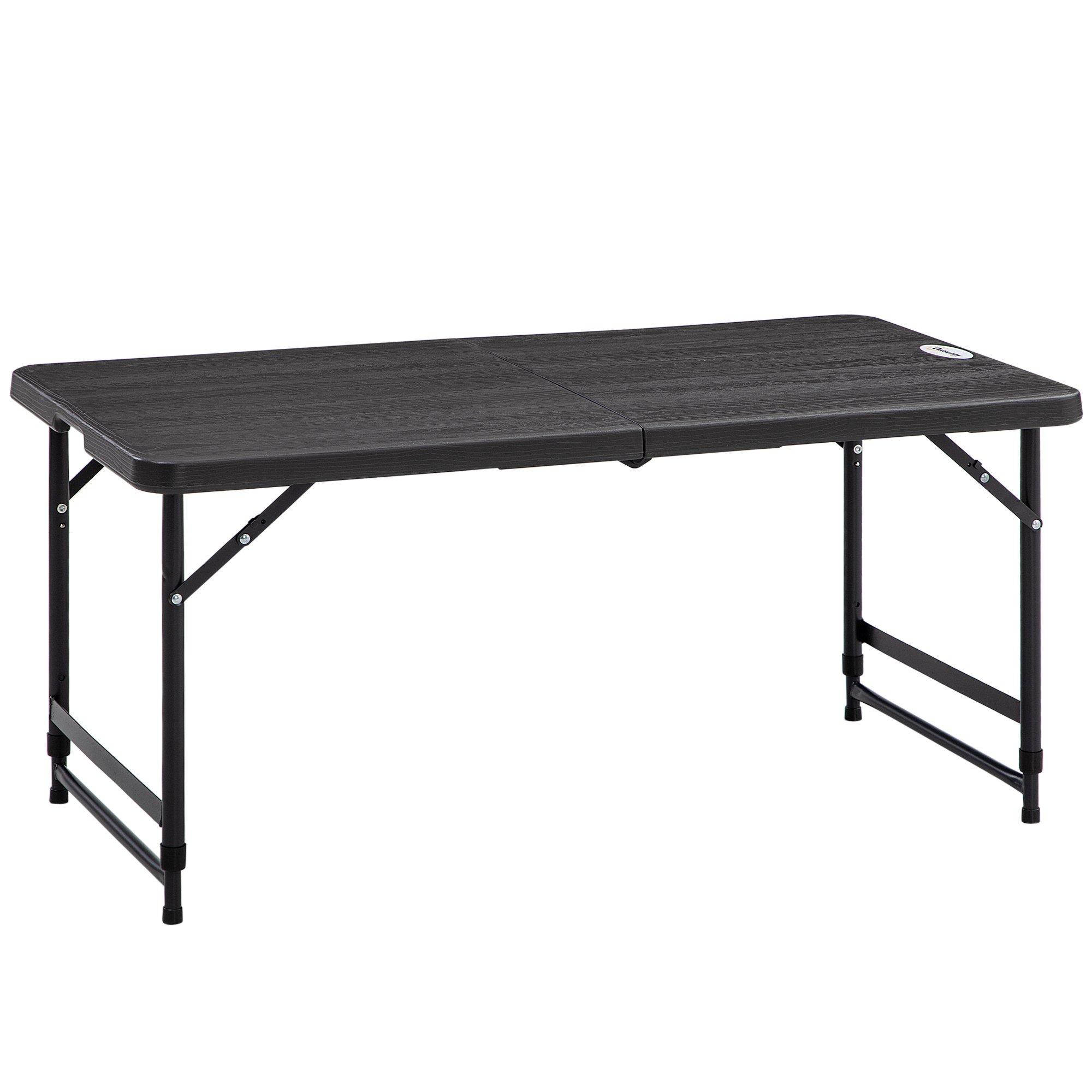 Foldable Outdoor Dining Table for 4, Height Adjustable Steel Legs